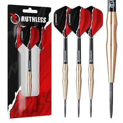 Image of RUTHLESS Eagles Steel Tip Brass Darts Set with Smooth Barrel Design, Dart Flights and Stems Included (D0454)