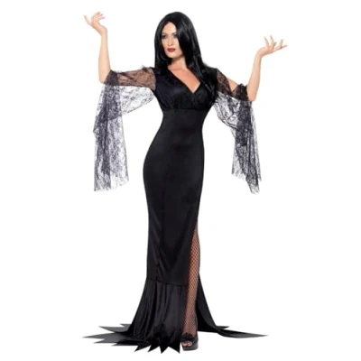 Image of Smiffys Immortal Soul Costume, Black with Dress, Halloween Adult Fancy Vampire Dress Up Costumes