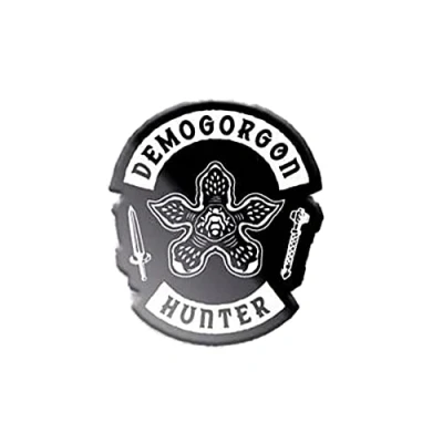 Image of Stranger Things Enamel Pin Badge (Demogorgon Hunter Design) 10.7cm x 6.7cm 1cm Novelty Badge, Great Gifts Official Merchandise