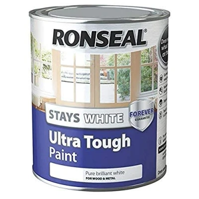 Image of Ronseal RSLSWUTGP750 Stays ULT/Tough Gloss Paint, White, 750 ml