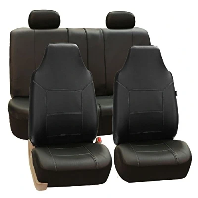 Image of FH GROUP Full Set PU Leather Car Seat Covers Black