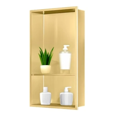 Image of sunrik Shower Niche, Embedded Niche Stainless Steel, with Shelf 30x60x10cm（20/40cm）, Gold