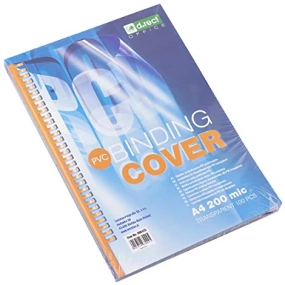 Image of D.RECT A4 200 Micron Clear PVC Cover Sheets (Pack of 100)