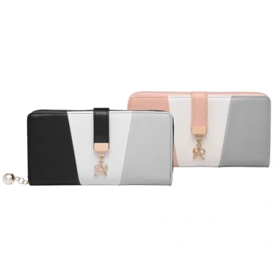 Image of Miss Lulu Women Purse Tri Colour Long Wallet Clutch for Ladies with Roomy Capacity（2 Piece）
