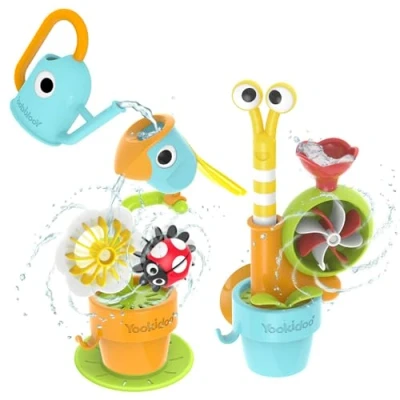 Image of Yookidoo Pour N Grow Spinning Garden Bath Toy (Ages 1 3) Attaches to Tub Wall for Easy Holder and Storage Toddler Time