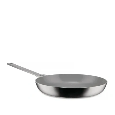 Image of Alessi Convivio DC110/28 Design Frying Pan in Multiply, Suitable for Induction, 8/10 Stainless Steel with PVD and Magnetic Bottom, Ceramic Non Stick Interior, Mat