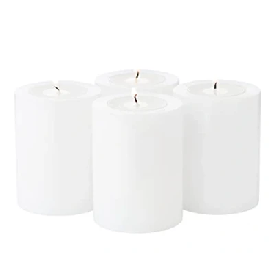 Image of EDZARD Set of 4 tea light holders, permanent candle, cornelius, white, height 3.15 in, diameter 2.36 suitable for standard lights and transparent higher lights, heat resistant up to 90C