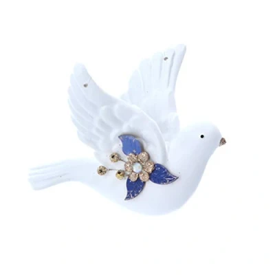 Image of Gisela Graham Resin Dove 8 Centimeter Blue and White Festive Decoration