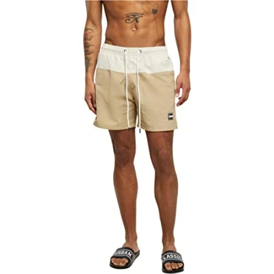 Image of Urban Classics Block Swimming shorts, Men&#039;s, Size: Medium, Unionbeige/softseagrass