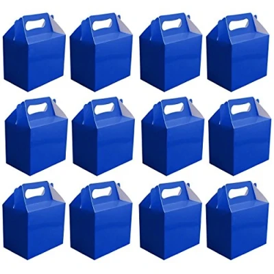 Image of SHATCHI 10Pcs Blue Colour Cardboard Lunch Takeaway Birthday Wedding Carry Meal Food Cake Party Box Childrens Loot Bags