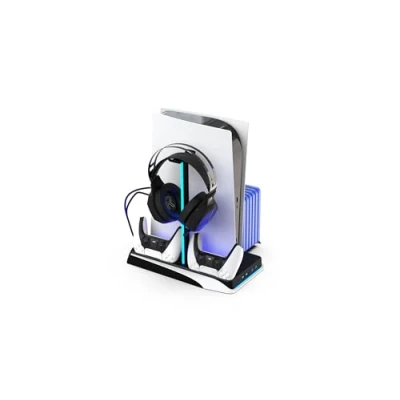 Image of Imp Gaming DLX LED Twin Charging Tower With Cooling Fans &amp; Game Storage Stand PlayStation 5