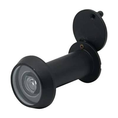 Image of Door Viewer Black Peepholes or Peek Holes 200 Degree Fire Rated Spy Hole with Privacy Cover