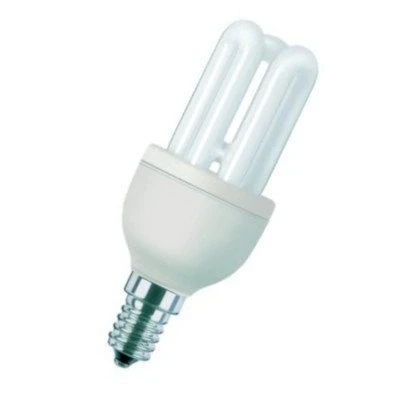 Image of 5 Pack Philips Genie 8W =40W Low Energy Saving Light Bulbs, SES E14 Screw Cap, CFL Lamps, 10 Years, Warm White 240v&quot;A&quot; Rated Five Lamps