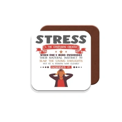 Image of Work Colleague Funny Gift Coaster Stress Definition Giftset Made by MUGGZ in The UK