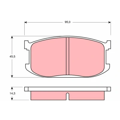 Image of B00149280, B00149280A, B00249280, B08449280, B08449280A Brake pad set TRW GDB252 not prepared for wear indicator