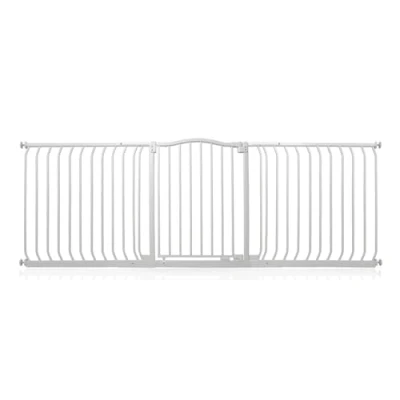 Image of Safetots Curved Top Safety Gate, 197cm 206cm, Matt White, Pressure Fit Stair Baby Gate for Doors Hallways and Spaces, Barrier, Easy Installation