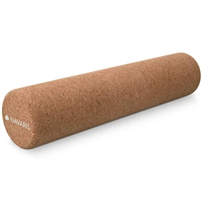 Image of Navaris Cork Roller Fitness Sport Yoga Tube for Legs, Back, Muscles 10 x 45 cm