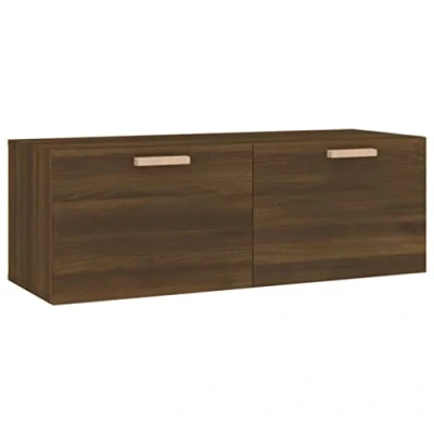 Image of vidaXL Wall Mounted Cabinet Brown Oak Storage Solution for Living Room Engineered Wood