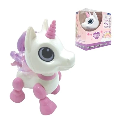 Image of Lexibook, Power Mini, My Little Unicorn Robot with sounds, Music, Light Effects, Voice Repetition Function and Reaction to ROB02UNI, Pink/White