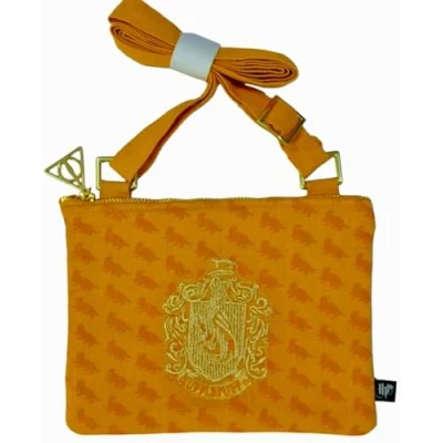 Image of GWCC Licensed Harry Potter Hufflepuff Cross Body Messenger Bag adjustable strap