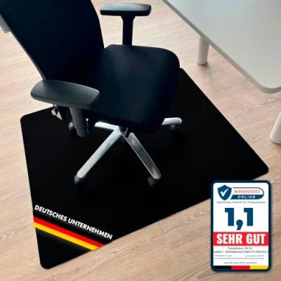 Image of Chair Mat for Hard Floors Colour Office Underlay Mat, Polypropylene Floor Protection Thickness: 1.9 mm (90 x 120 cm, Black)
