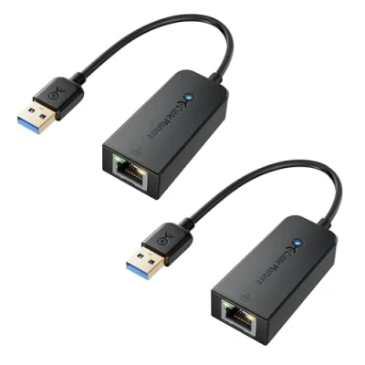 Image of Cable Matters 2 Pack USB to Ethernet Adapter (USB 3.0 Ethernet) Supporting 10/100/1000 Mbps Network in Black (Not COMPATIBLE with Samsung TV)