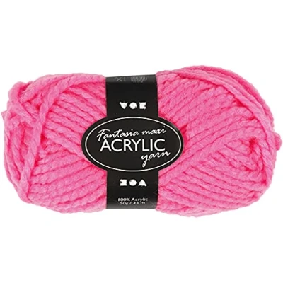 Image of Creativ Company 50 Piece Fantasia Acrylic Yarn, Neon Pink