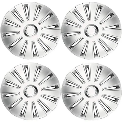 Image of UKB4C 14&quot; 4 x Alloy Look Grey &amp; Silver Multi Spoke Wheel Trims Hub Caps Covers Protectors