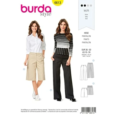 Image of Burda b6613 Pants and Shorts Sewing Pattern Paper 19 x 13 1 cm White