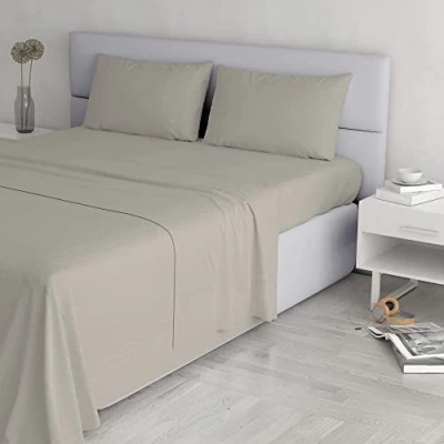 Image of Italian Bed Linen Elegant Set (Flat 250x300, Fitted Sheet 170x200cm+2 Pillowcases 52x82cm), Grey, DOUBLE