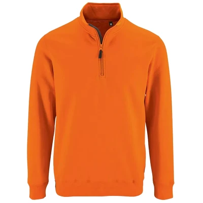 Image of SOLS Mens Stan Contrast Zip Neck Sweatshirt (Orange) Size X Large