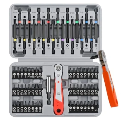 Image of Hi Spec 68pc 75mm &amp; 25mm Long Hex Shank and Tamperproof Cr V Driver Bit Set with Handle Drill Adaptor