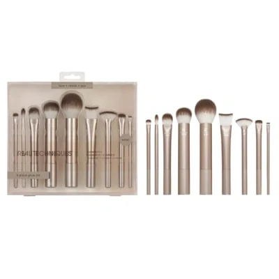 Image of REAL TECHNIQUES Au Naturale Makeup Brush Kit, For Foundation, Powders, and Concealers, Premium Quality Face Brushes, 9 Piece Set, Gold