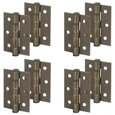Image of Decoranddecor Door Hinges Internal Fire Rated 3inc / 76mm Ball Bearing Steel Antique Brass 4 Pairs