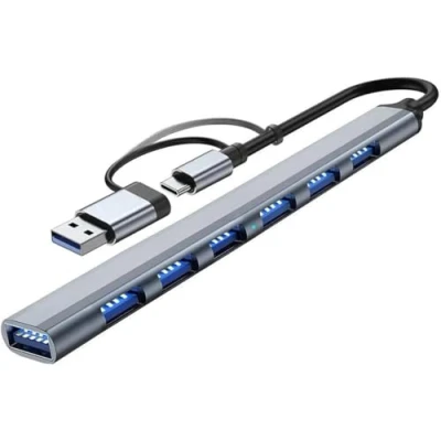 Image of USB Hub 3.0 with 7 Ports, C to for MacBook Pro, iMac, iPad Data Splitter Laptop, PS4, PS5, Surface Flash Drive