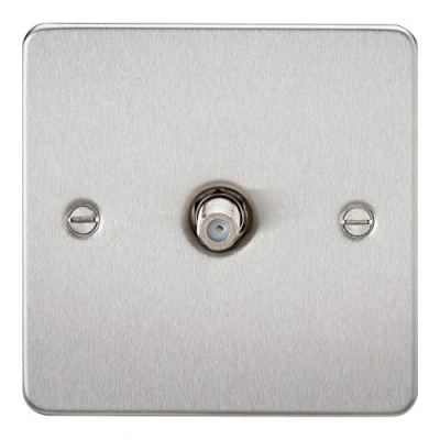 Image of KnightsBridge Flat Plate 1G SAT TV Outlet (non isolated) Brushed Chrome