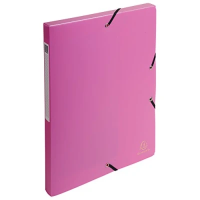 Image of Exacompta Ref 59604E Exabox PP Filing Box 250 x 330mm in Size, Suitable for A4 Documents, 25mm Spine, Opaque Polypropylene, Spine Label Pink (Pack of 4)