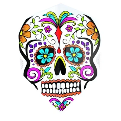 Image of HARROWS QUADRO FLIGHTS SET OF 3 COLOURED SKULL FACE