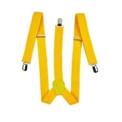 Image of MENS LADIES UNISEX ADJUSTABLE SLIM BRACES TROUSER SUSPENDERS FANCY DRESS CLIP ON (yellow)