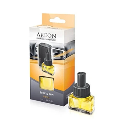 Image of AREON Car Air Freshener Vent Surf and Sun Refill Perfume Bottle Diffuser Liquid Glass 8ml Pack of 1