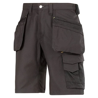 Image of Snickers Craftsmen Shorts Holster Pockets, Canvas+ Black/Black Waist 33&quot; Inside leg 32&quot;