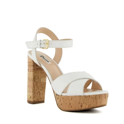 Image of Dune London Womens Ladies Jealous Cork Platform Sandals White Leather (archived) Size UK 7
