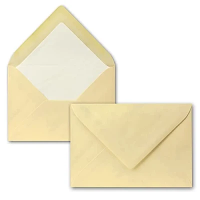 Image of 25 envelopes cream marbled DIN C6 lined with white tissue paper 100 g m² 11.4 x 16.2 cm wet glue