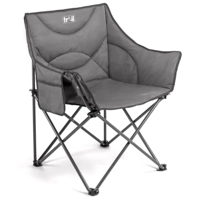 Image of Trail XL Padded Camping Chair for Adults, Lightweight Portable Folding Outdoor Chair, All Round Wraparound Padding, Heavy Duty Steel, Luxury Duoweave Fabric, Pocket, Carry Bag (H88cm x W70cm D53cm)