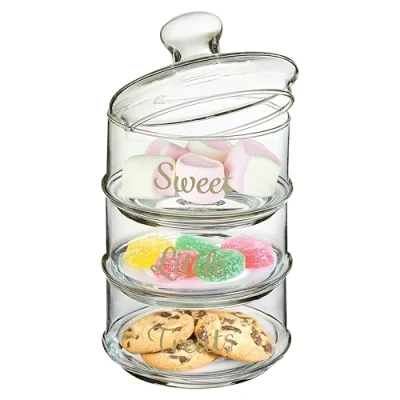 Image of Premier Housewares Stackable Storage Jars, Clear, 3 Piece