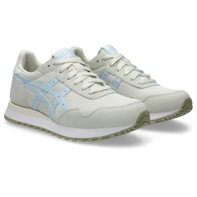 Image of Asics Sportstyle Tiger Runner II Trainers, Women&#039;s, Size: 4.5, Cream/light blue Imitation leather/ textile