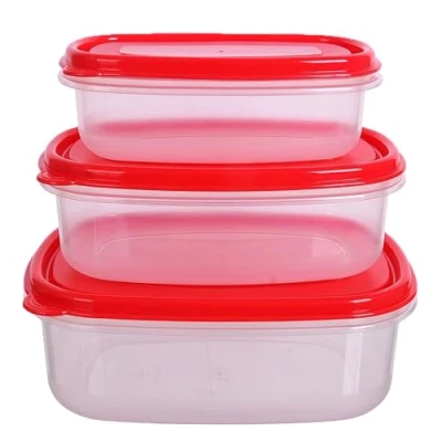 Image of HOMESHOPA Plastic Food Storage Containers, 3 Pack (700ml, 1.2 &amp; 2.2L) Rectangular Leakproof Airtight BPA Free Reusable Stackable Meal Prep Lunch Boxes, Microwave Freezer Dishwasher Safe