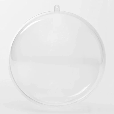 Image of Craftmill 12cm Clear Plastic Ball Bauble Pack of 10 fillable, 2 Part Spheres with Hanging Eye