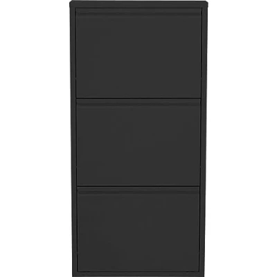 Image of KARE Design Shoe Container Caruso 3 Black, Steel, Tipping Compartments, Space for 6 Pairs of Shoes, Slim, Saving, Storage Space, Hallway, Floor, 104x50x15 cm (H/W/D)