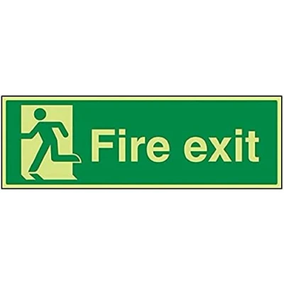Image of V Safety Glow In The Dark Final Fire Exit Man Left Sign 600mm x 200mm Rigid Plastic
